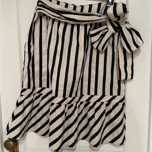 Mango Striped Midi Skirt with Statement Bow